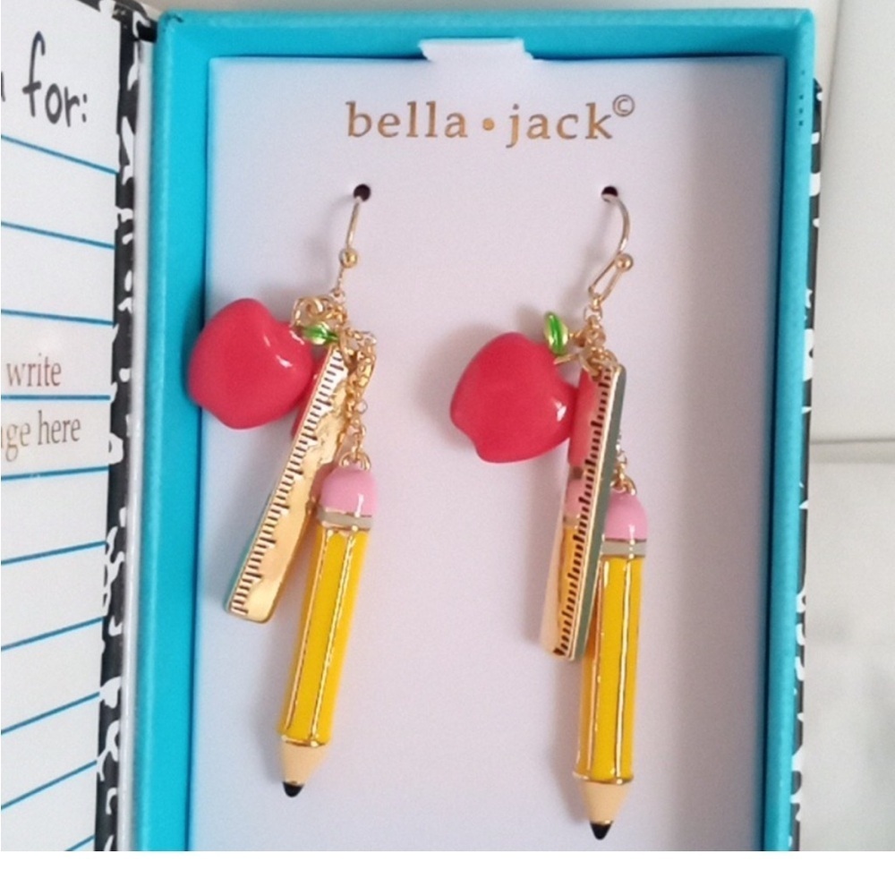 Bella . Jack School Theme Earrings ✏️🍎📏